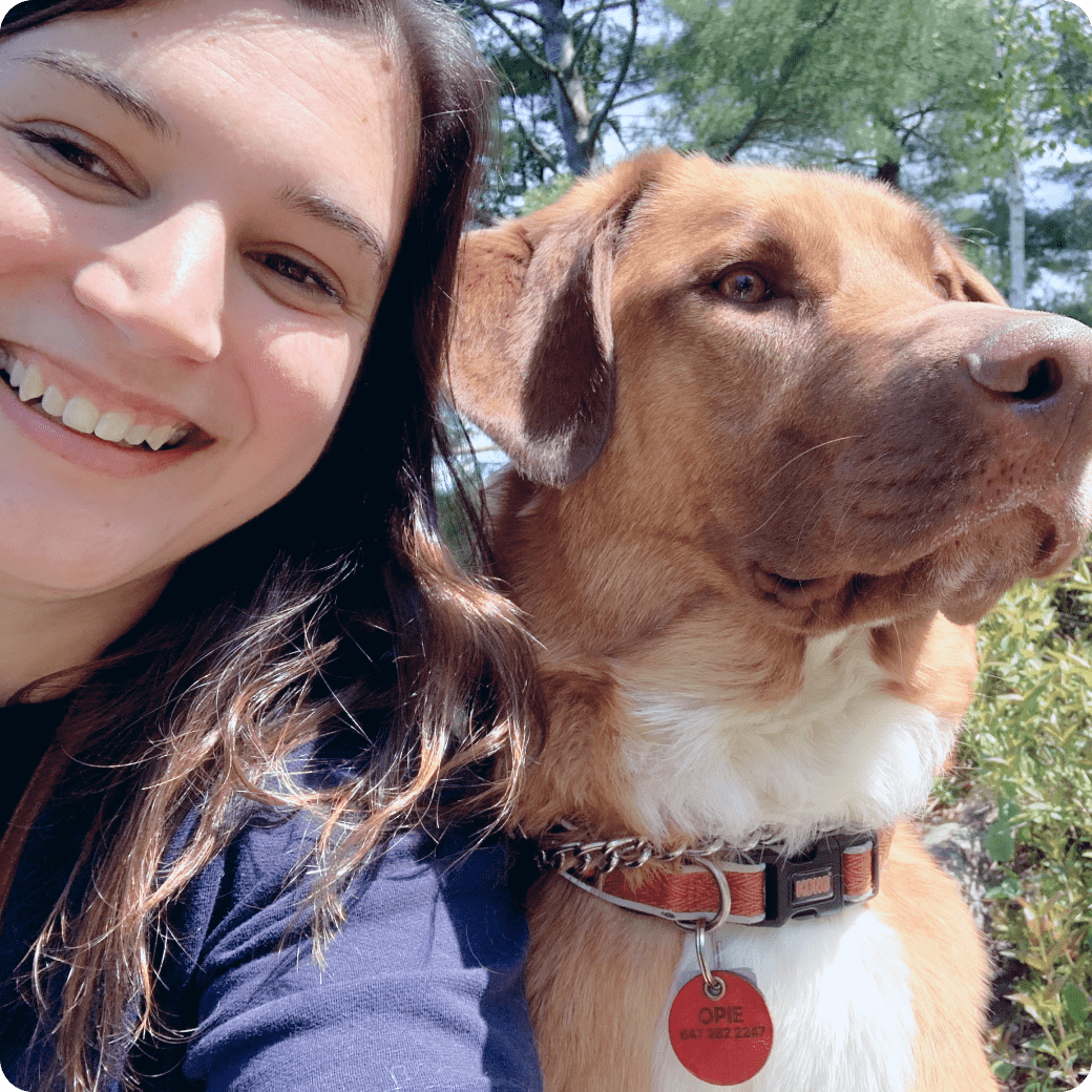 Selfie of Alicia and dog Opie